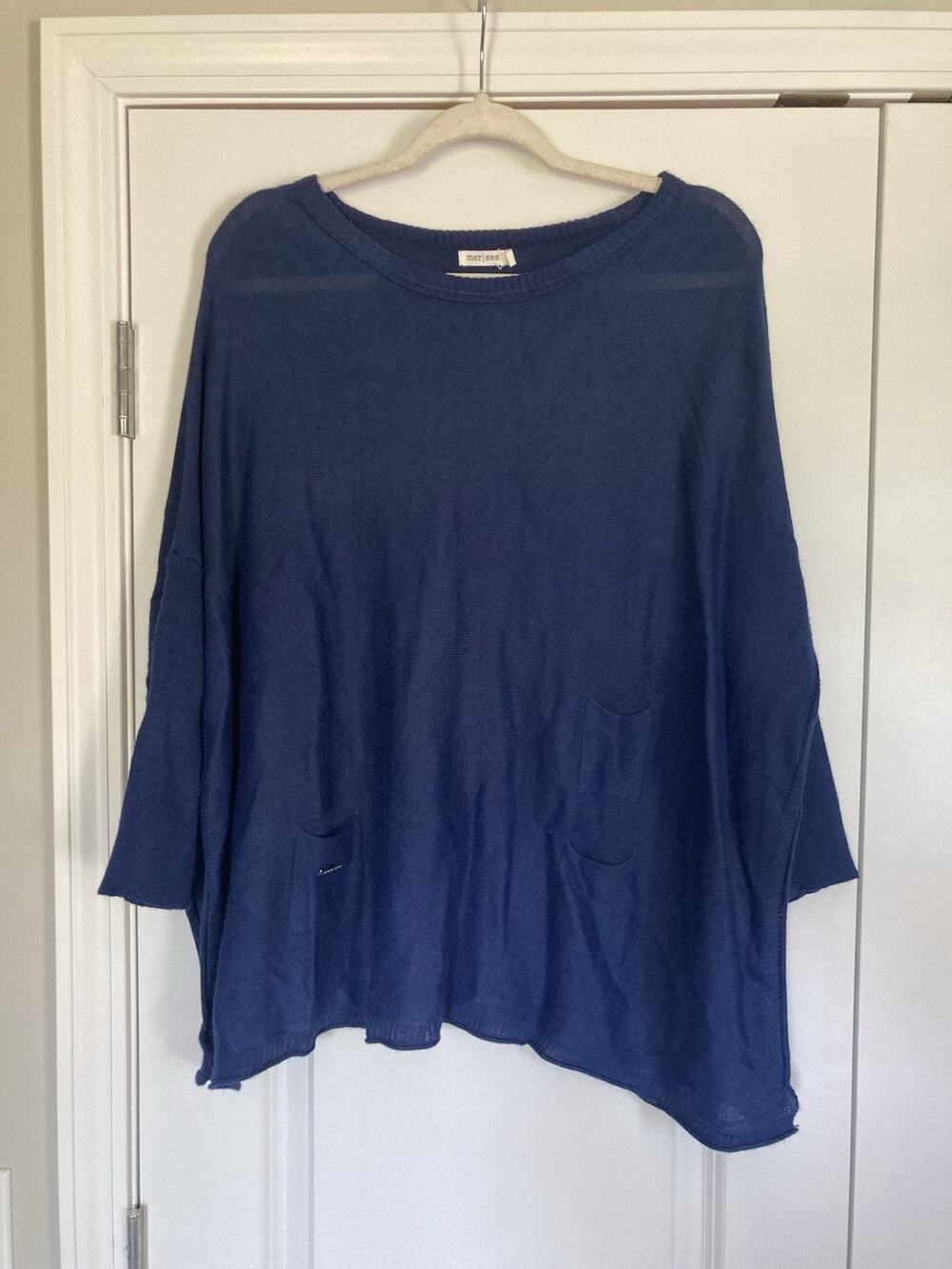 Mersea Sweater Womens P Size 0-10 Blue Catalina Traveler Knit Pullover Nautical